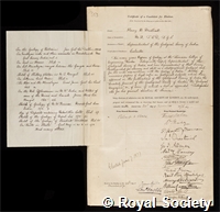 Medlicott, Henry Benedict: certificate of election to the Royal Society