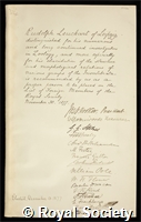 Leuckart, Karl Georg Friedrich Rudolph: certificate of election to the Royal Society