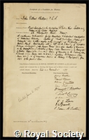Baker, John Gilbert: certificate of election to the Royal Society