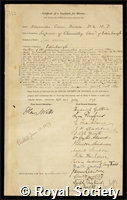 Brown, Alexander Crum: certificate of election to the Royal Society