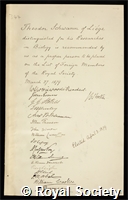 Schwann, Theodor Ambrose Hubert: certificate of election to the Royal Society