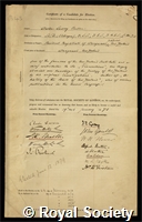 Buller, Sir Walter Lawry: certificate of election to the Royal Society