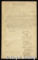 Everett, Joseph David: certificate of election to the Royal Society