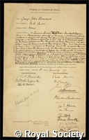 Romanes, George John: certificate of election to the Royal Society