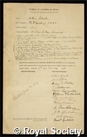 Schuster, Sir Arthur: certificate of election to the Royal Society