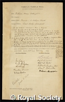 Dallinger, William Henry: certificate of election to the Royal Society