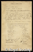 Graves, Charles: certificate of election to the Royal Society