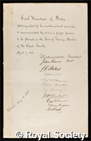 Weierstrass, Carl Wilhelm: certificate of election to the Royal Society