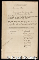 Bates, Henry Walter: certificate of election to the Royal Society