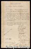 Phillips, John Arthur: certificate of election to the Royal Society