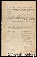 Wright, Charles Romley Alder: certificate of election to the Royal Society