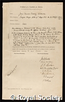 Aitchison, James Edward Tierney: certificate of election to the Royal Society