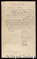 Walker, John James: certificate of election to the Royal Society