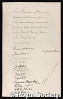 Gegenbaur, Carl: certificate of election to the Royal Society