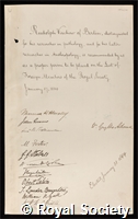 Virchow, Rudolph Ludwig Karl: certificate of election to the Royal Society