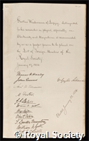 Wiedemann, Gustav Heinrich: certificate of election to the Royal Society