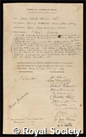 Allman, George Johnston: certificate of election to the Royal Society