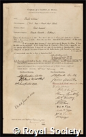 Warren, Sir Charles: certificate of election to the Royal Society