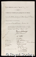 Bowen, Charles Synge Christopher, Baron Bowen: certificate of election to the Royal Society