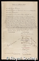 Ringer, Sydney: certificate of election to the Royal Society