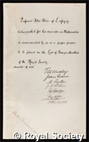 Klein, Christian Felix: certificate of election to the Royal Society