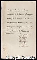 Kowalewski, Alexander Onufrievitch: certificate of election to the Royal Society