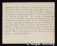 Meldola, Raphael: certificate of election to the Royal Society