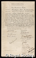 Russell, Henry Chamberlaine: certificate of election to the Royal Society