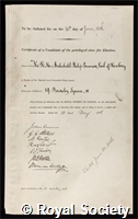 Primrose, Archibald Philip, 5th Earl of Rosebery: certificate of election to the Royal Society