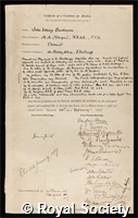 Buchanan, John Young: certificate of election to the Royal Society