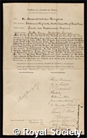 Douglass, Sir James Nicholas: certificate of election to the Royal Society