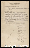 Kennedy, Sir Alexander Blackie William: certificate of election to the Royal Society