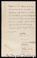 Pfluger, Eduard Friedrich Wilhelm: certificate of election to the Royal Society