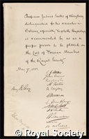 Sachs, Julius von: certificate of election to the Royal Society