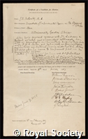 Bottomley, James Thomson: certificate of election to the Royal Society