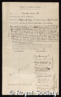 Lapworth, Charles: certificate of election to the Royal Society