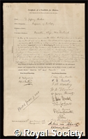 Parker, Thomas Jeffery: certificate of election to the Royal Society