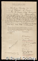 Poynting, John Henry: certificate of election to the Royal Society