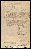 Topley, William: certificate of election to the Royal Society