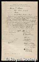 Brown, Horace Tabberer: certificate of election to the Royal Society