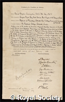 Cunningham, David Douglas: certificate of election to the Royal Society