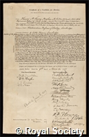 Hughes, Thomas McKenny: certificate of election to the Royal Society