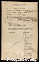 Sollas, William Johnson: certificate of election to the Royal Society