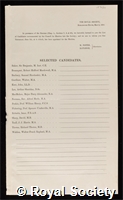 Selected Candidates: certificate of election to the Royal Society