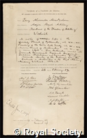 MacMahon, Percy Alexander: certificate of election to the Royal Society