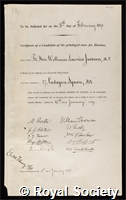 Jackson, William Lawies, 1st Baron Allerton: certificate of election to the Royal Society