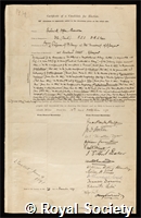 Bower, Frederick Orpen: certificate of election to the Royal Society