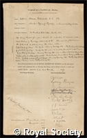Halliburton, William Dobinson: certificate of election to the Royal Society