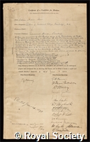 Shaw, Sir William Napier: certificate of election to the Royal Society