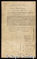 Thompson, Silvanus Phillips: certificate of election to the Royal Society